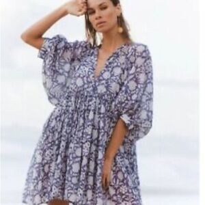 Daughters of India Kyra midi dress size small in Blue Iris